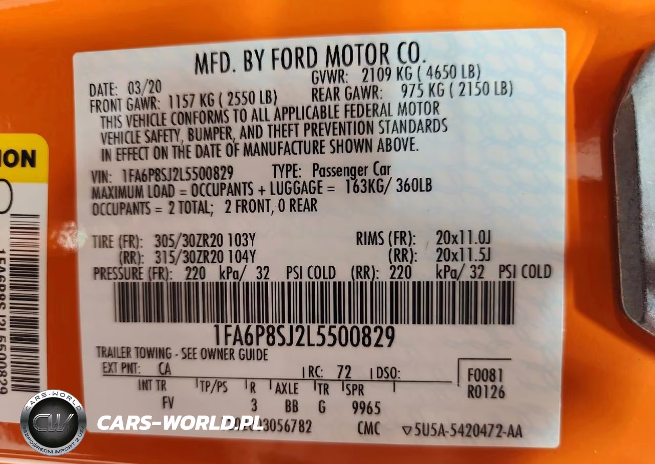 2020 Ford Mustang Shelby Gt500 VIN:1FA6P8SJ2L5500829 - 12