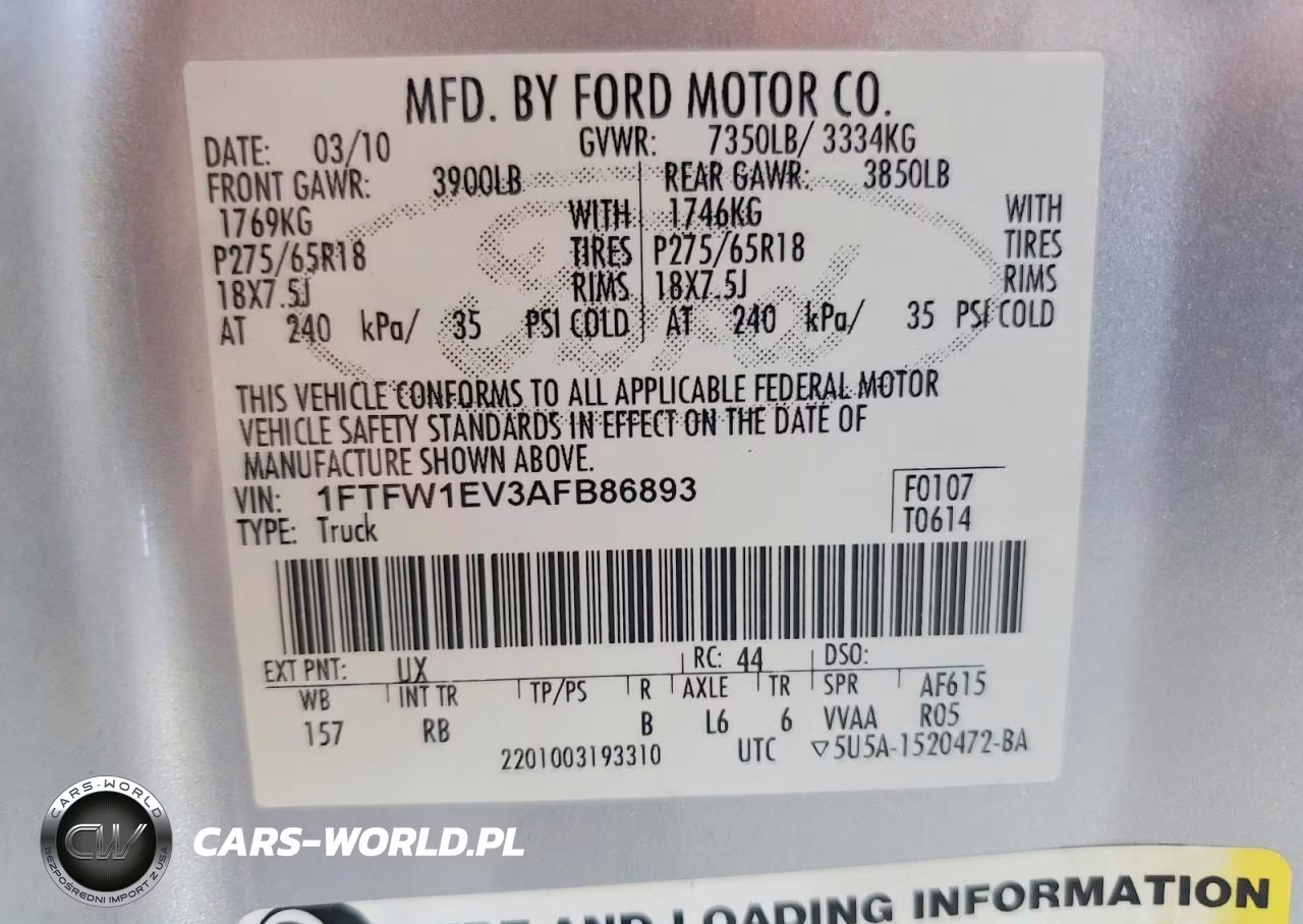 2010 Ford F150 Supercrew VIN:1FTFW1EV3AFB86893 - 12