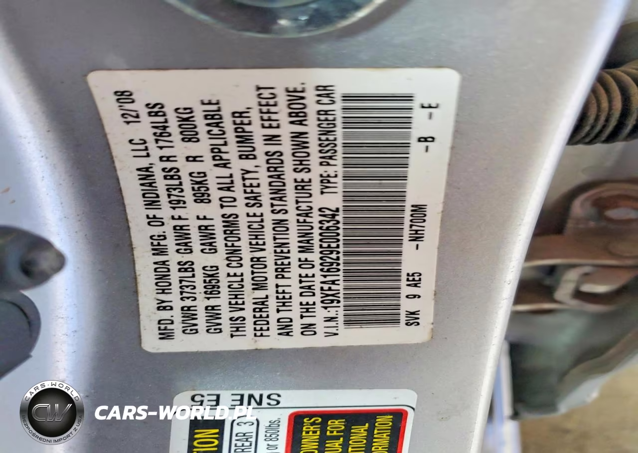2009 Honda Civic Exl VIN:19XFA16929E006342 - 12