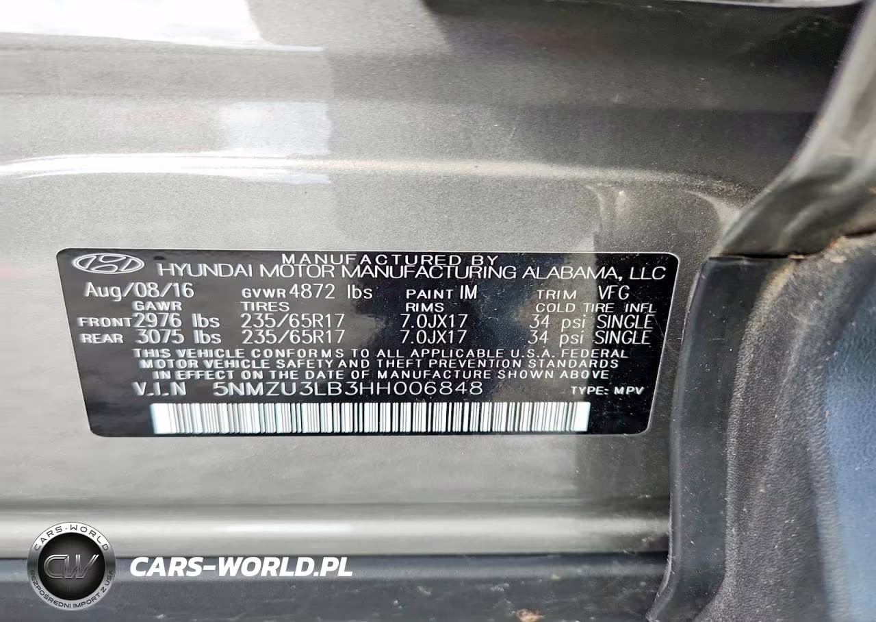 2017 Hyundai Santa Fe Sport 2.4L VIN:5NMZU3LB3HH006848 - 13