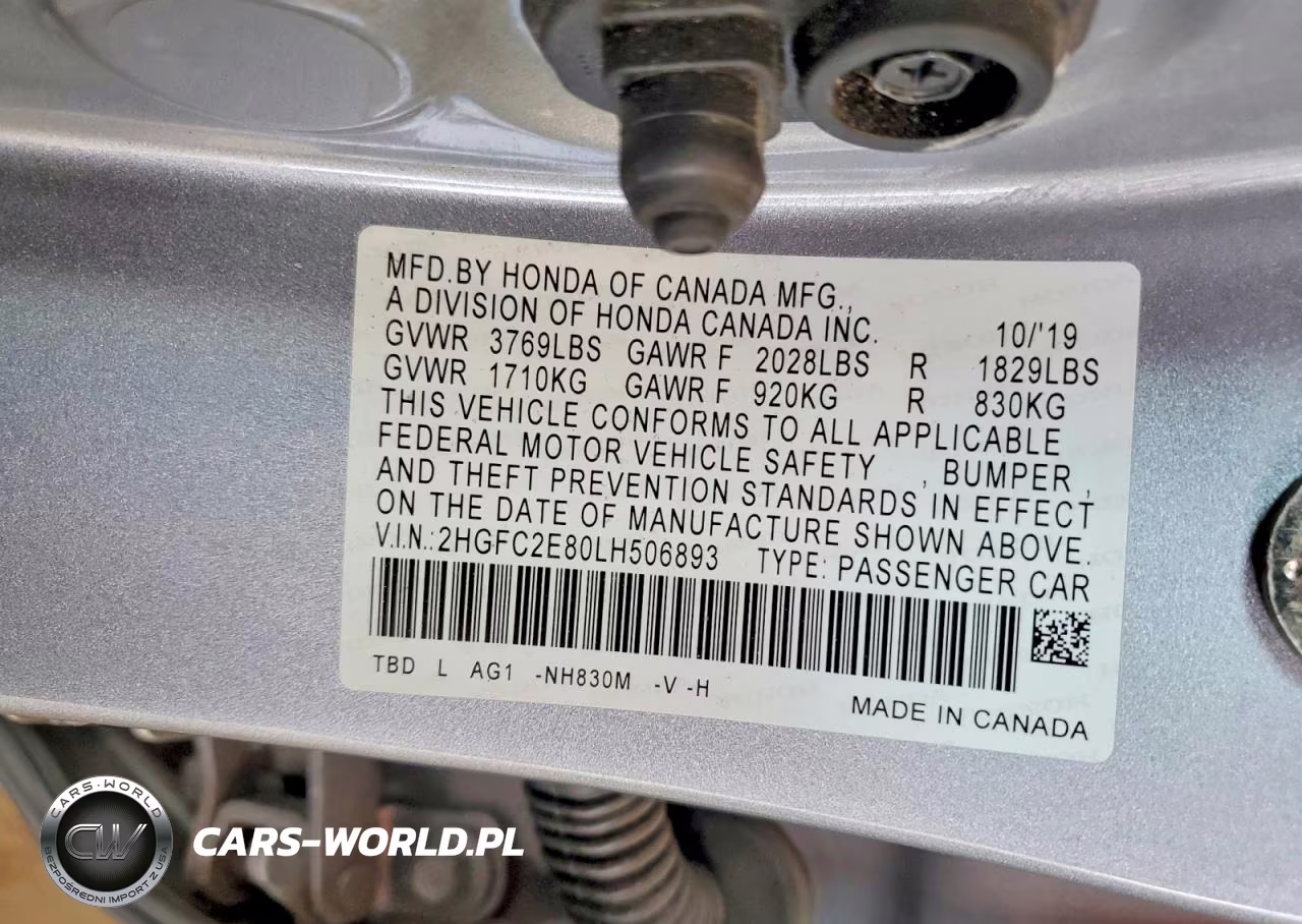 2020 Honda Civic Sport VIN:2HGFC2E80LH506893 - 12