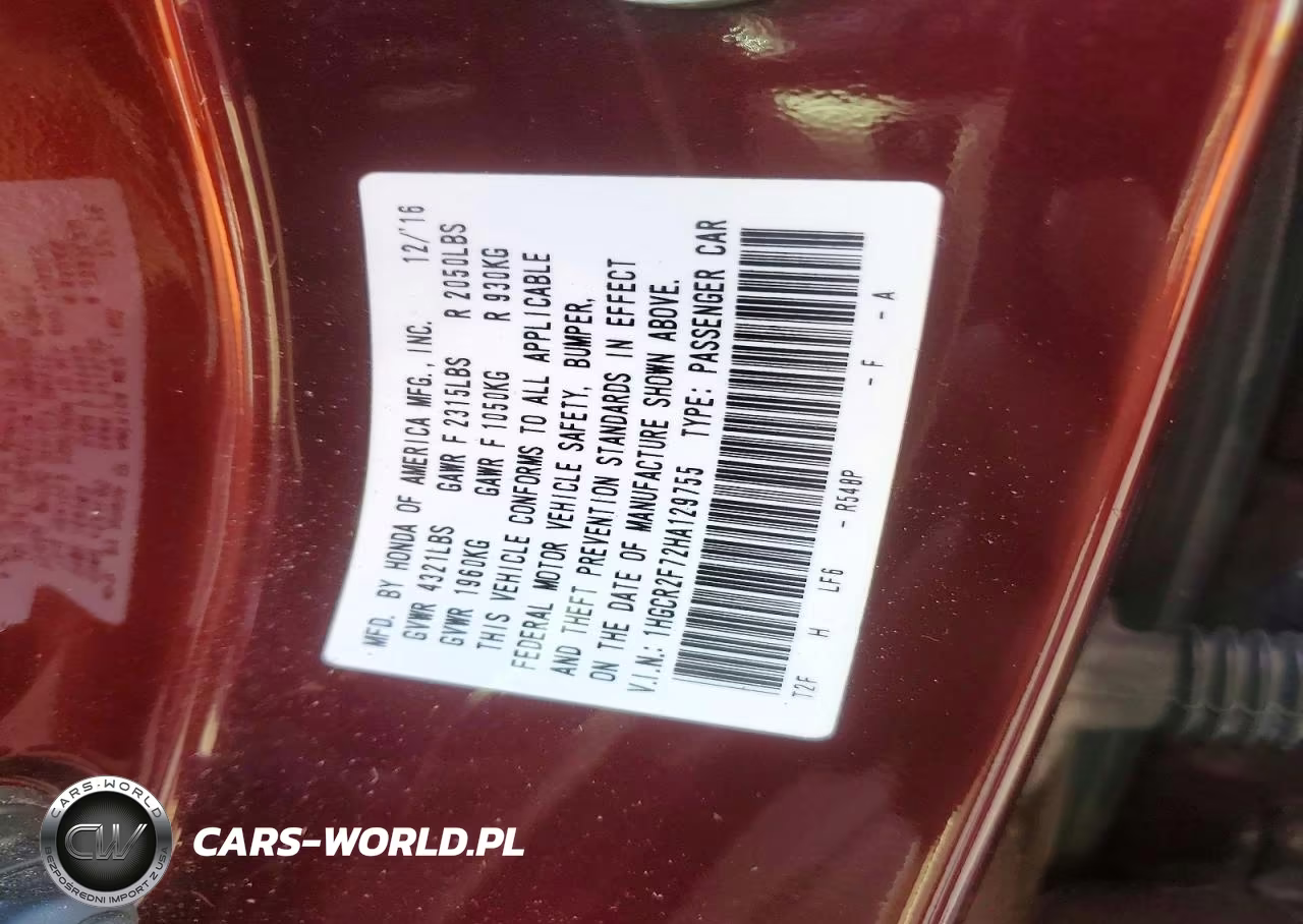 2017 Honda Accord Ex VIN:1HGCR2F72HA129755 - 12
