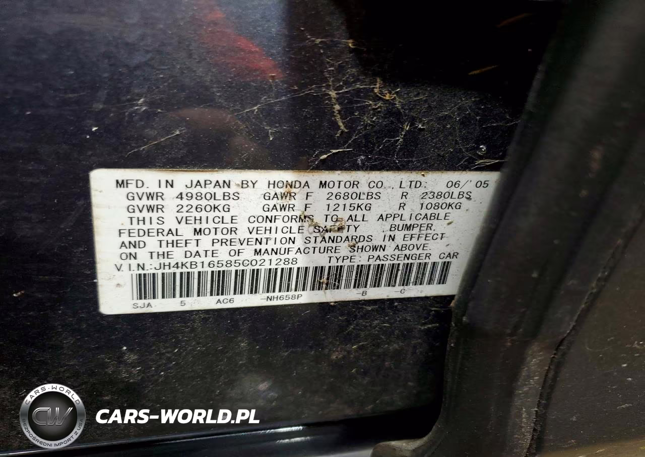 2005 Acura Rl VIN:JH4KB16585C021288 - 13