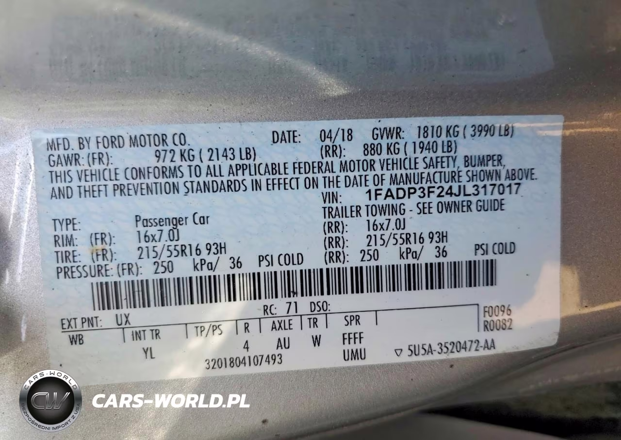 2018 Ford Focus Se VIN:1FADP3F24JL317017 - 12