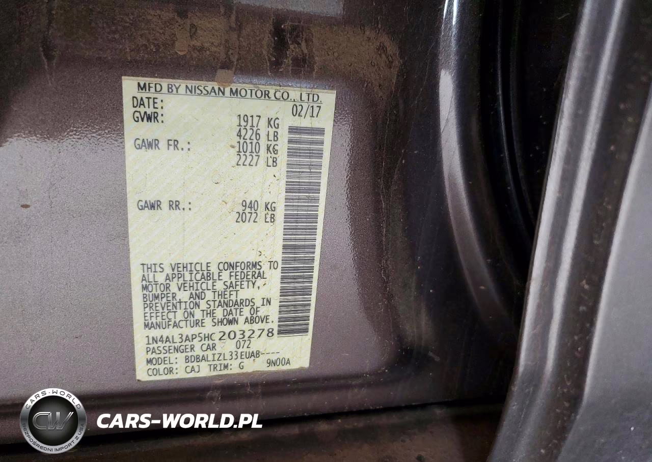 2017 Nissan Altima 2.5 Sv VIN:1N4AL3AP5HC203278 - 12