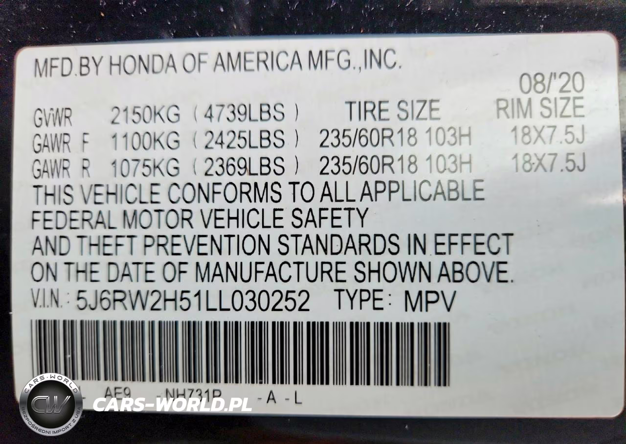 2020 Honda Cr-V Ex VIN:5J6RW2H51LL030252 - 14