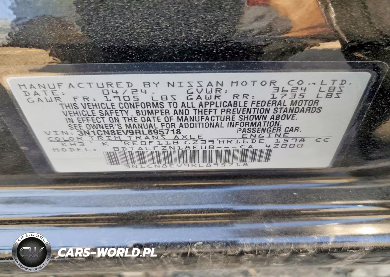 2024 Nissan Versa Sv VIN:3N1CN8EV9RL895718 - 12