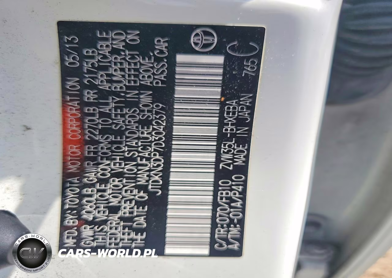2013 Toyota Prius Plug-In Hybrid Base VIN:JTDKN3DP7D3042379 - 12