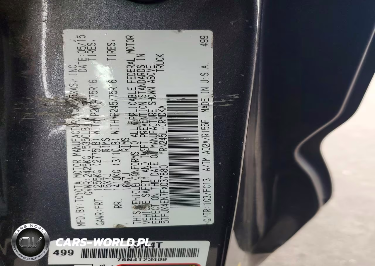 2015 Toyota Tacoma Base VIN:5TFUX4EN7FX037880 - 12