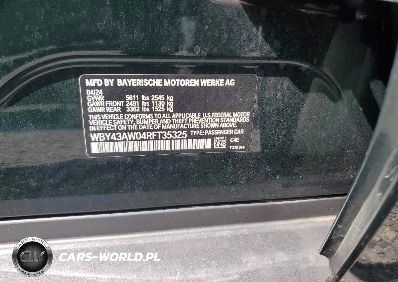 2024 BMW I4 Edrive 35 VIN:WBY43AW04RFT35325 - 13