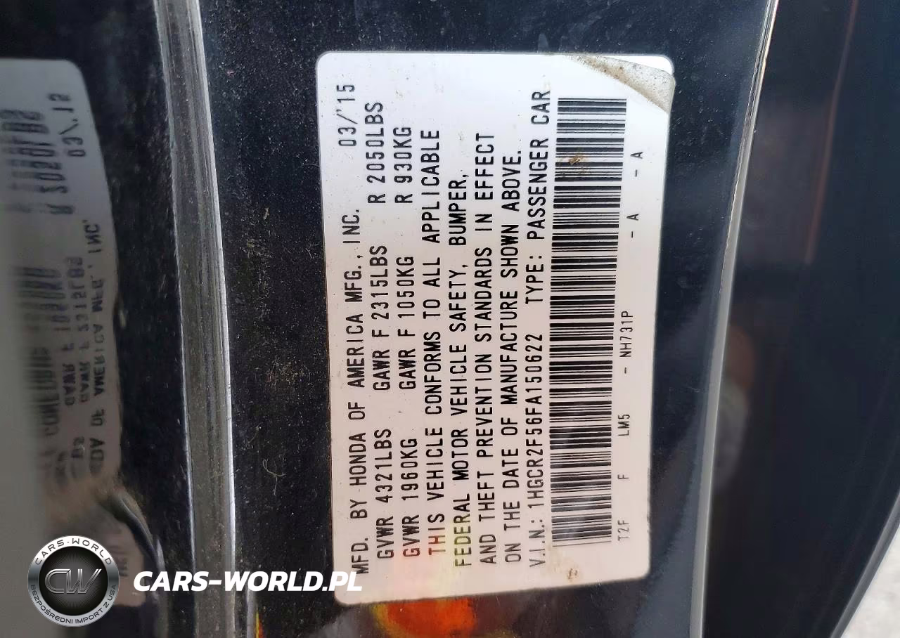 2015 Honda Accord Sport VIN:1HGCR2F56FA150622 - 12