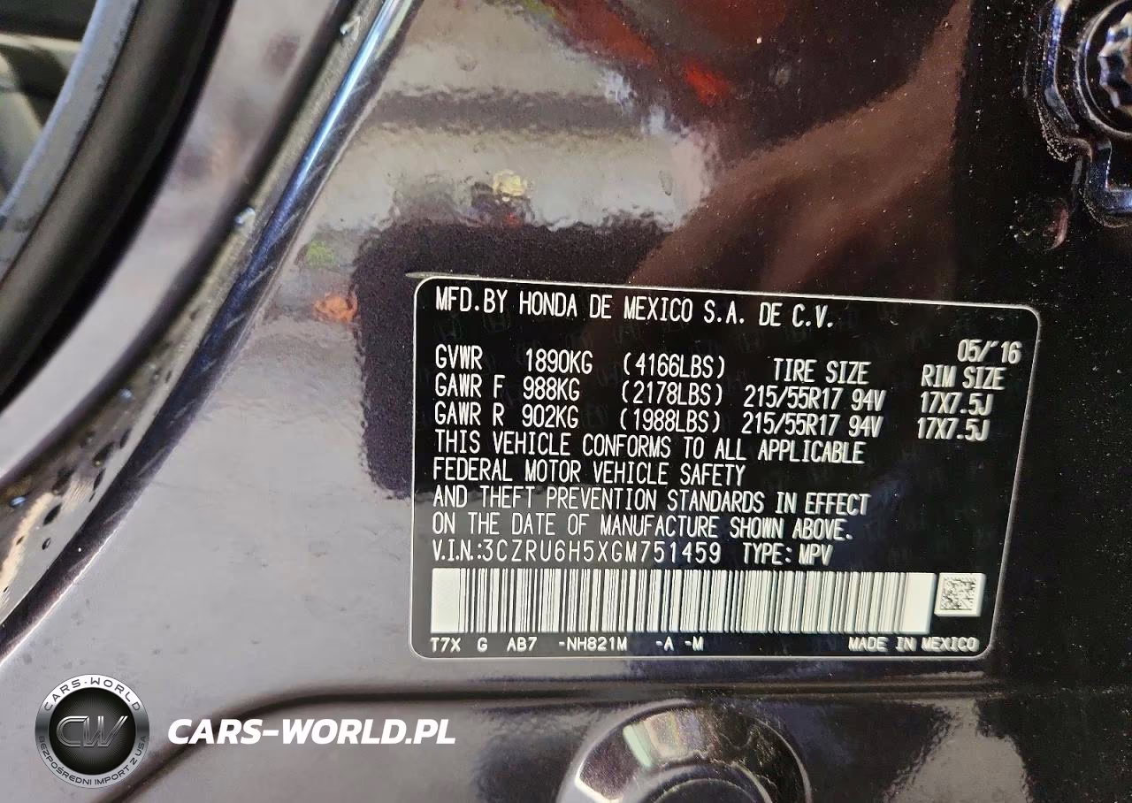 2016 Honda Hr-V Ex VIN:3CZRU6H5XGM751459 - 13