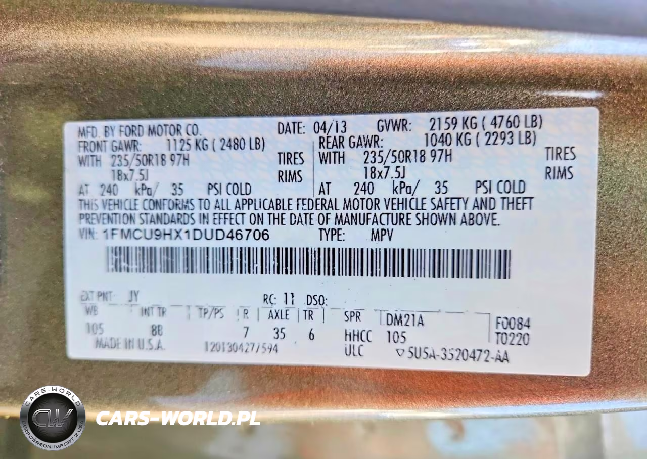 2013 Ford Escape Sel VIN:1FMCU9HX1DUD46706 - 13