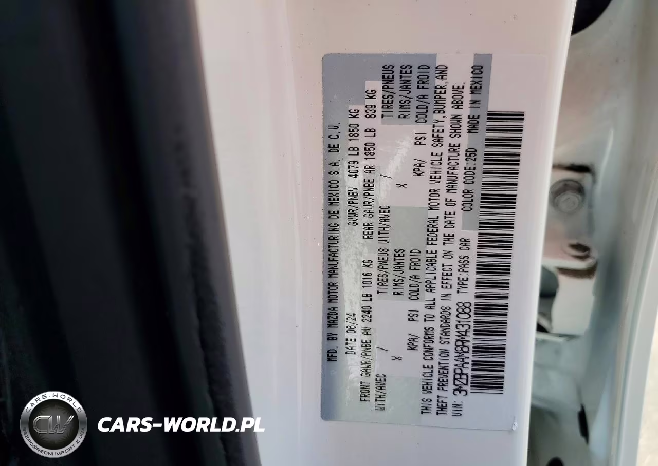 2024 Mazda 3 VIN:3MZBPAAM8RM431088 - 12