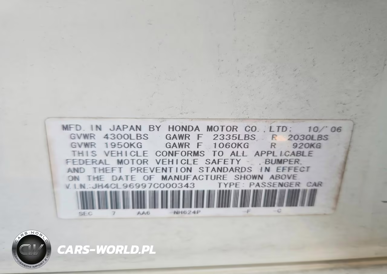 2007 Acura Tsx VIN:JH4CL96997C000343 - 12