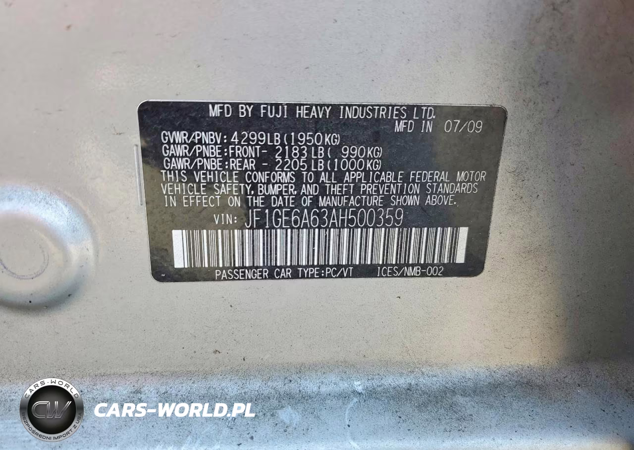2010 Subaru Impreza 2.5I VIN:JF1GE6A63AH500359 - 12