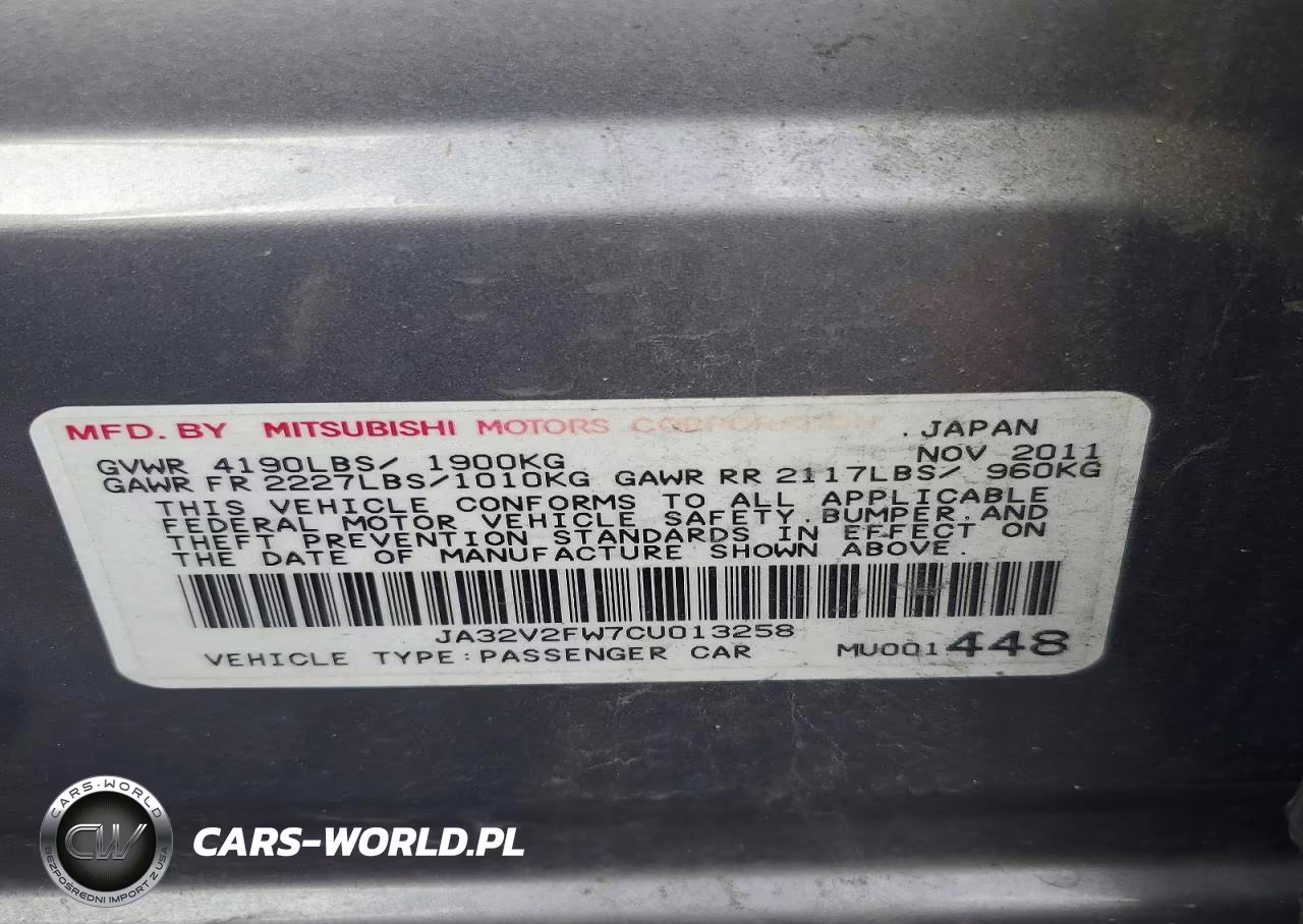 2012 Mitsubishi Lancer Se VIN:JA32V2FW7CU013258 - 12
