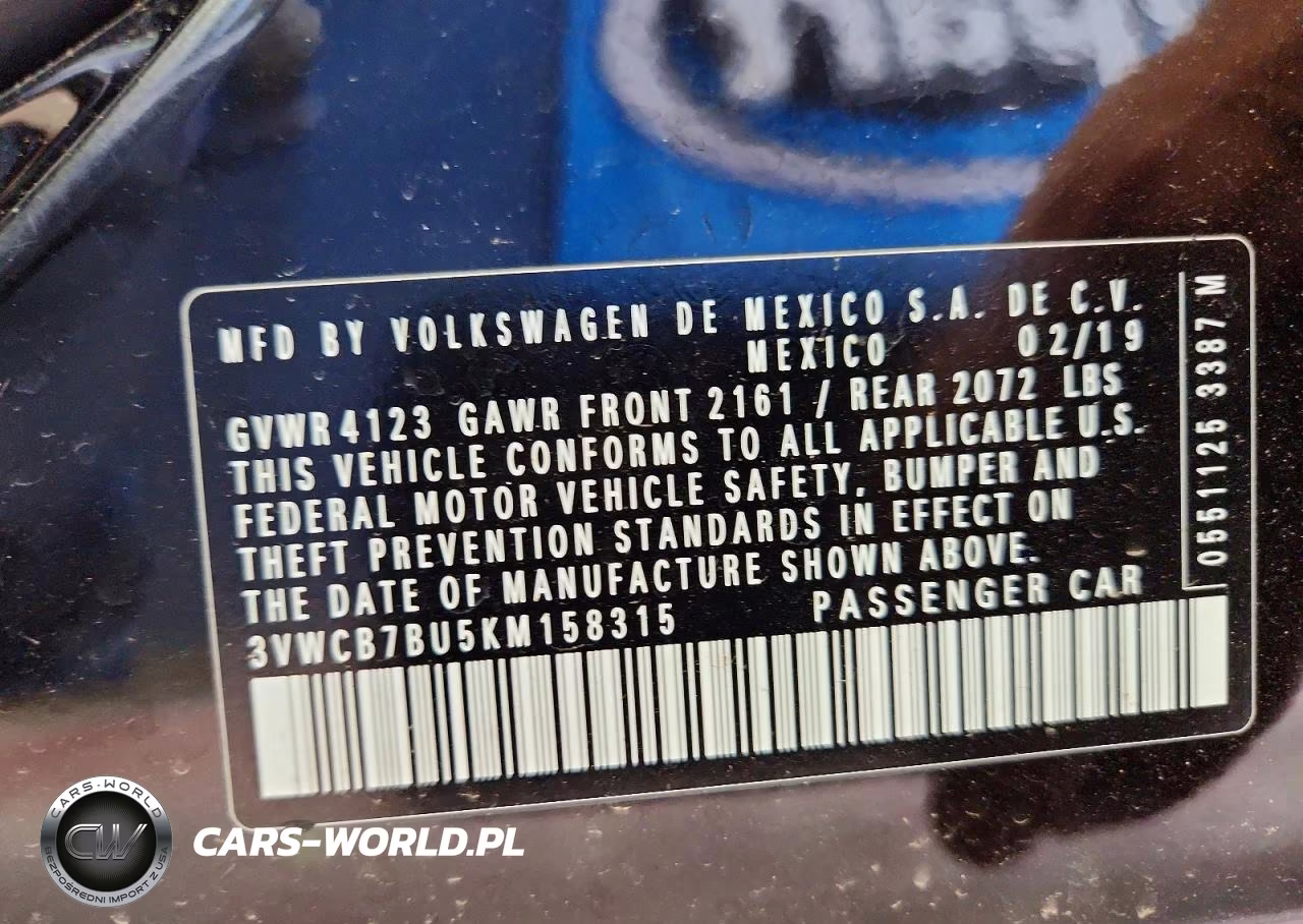2019 Volkswagen Jetta S VIN:3VWCB7BU5KM158315 - 12