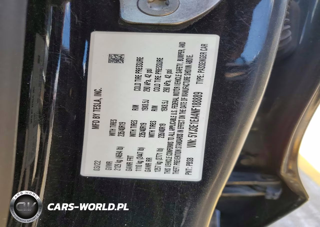 2022 Tesla Model 3 VIN:5YJ3E1EA4NF188889 - 12