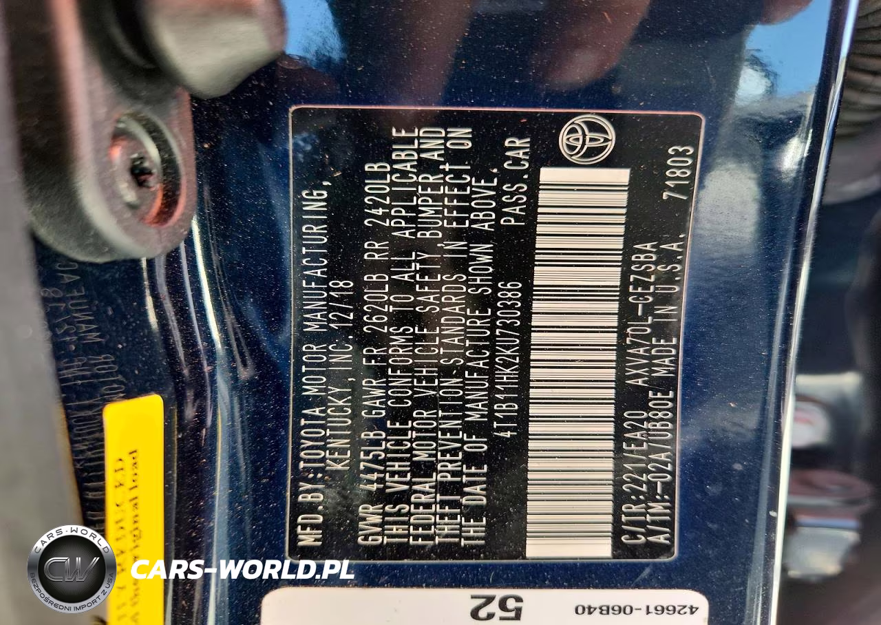 2019 Toyota Camry Se VIN:4T1B11HK2KU730386 - 13