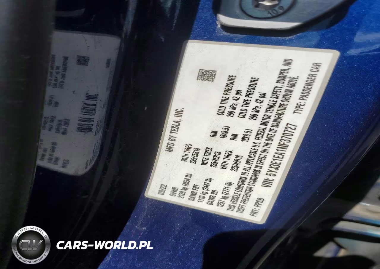 2022 Tesla Model 3 VIN:5YJ3E1EA1NF370727 - 12