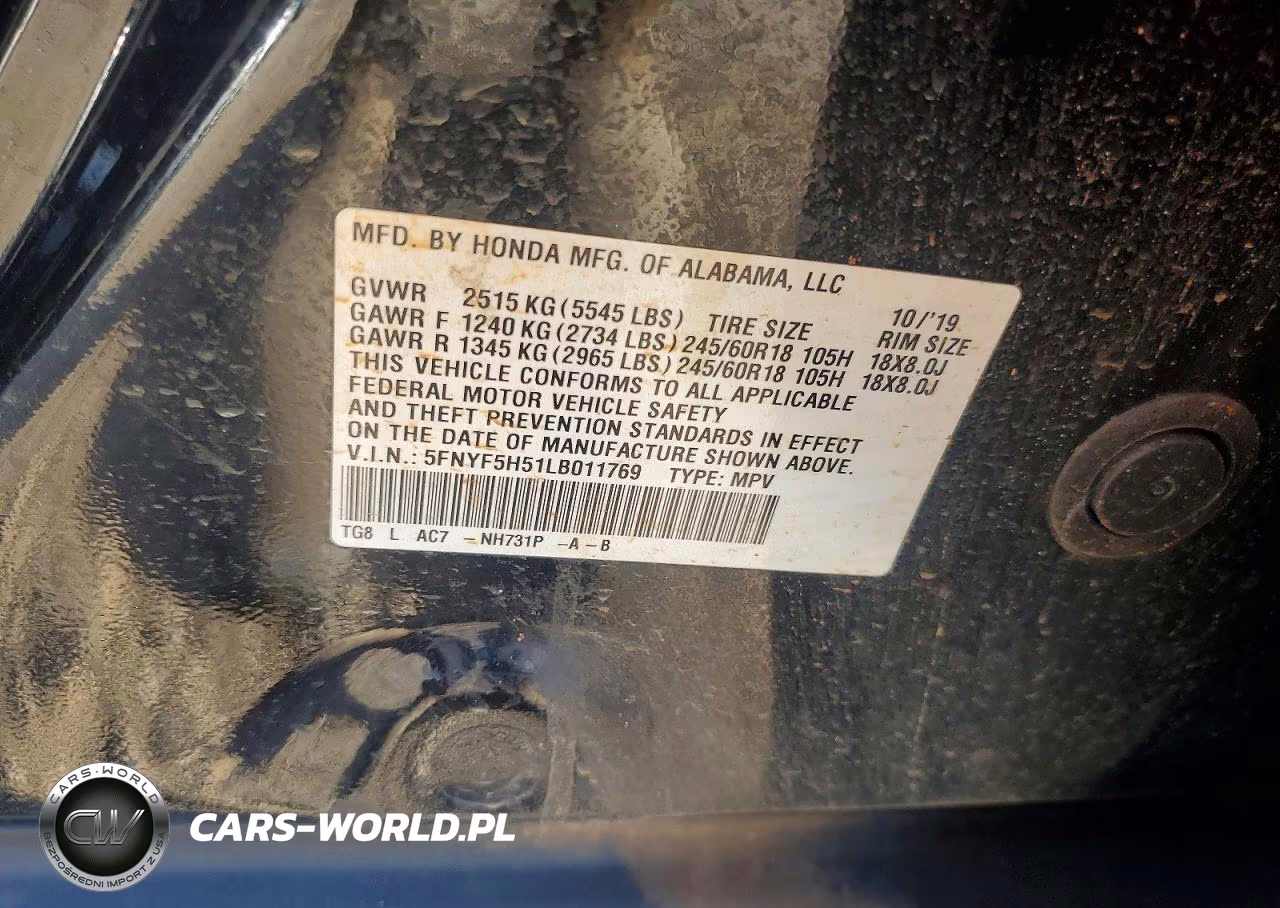2020 Honda Pilot Exl VIN:5FNYF5H51LB011769 - 13