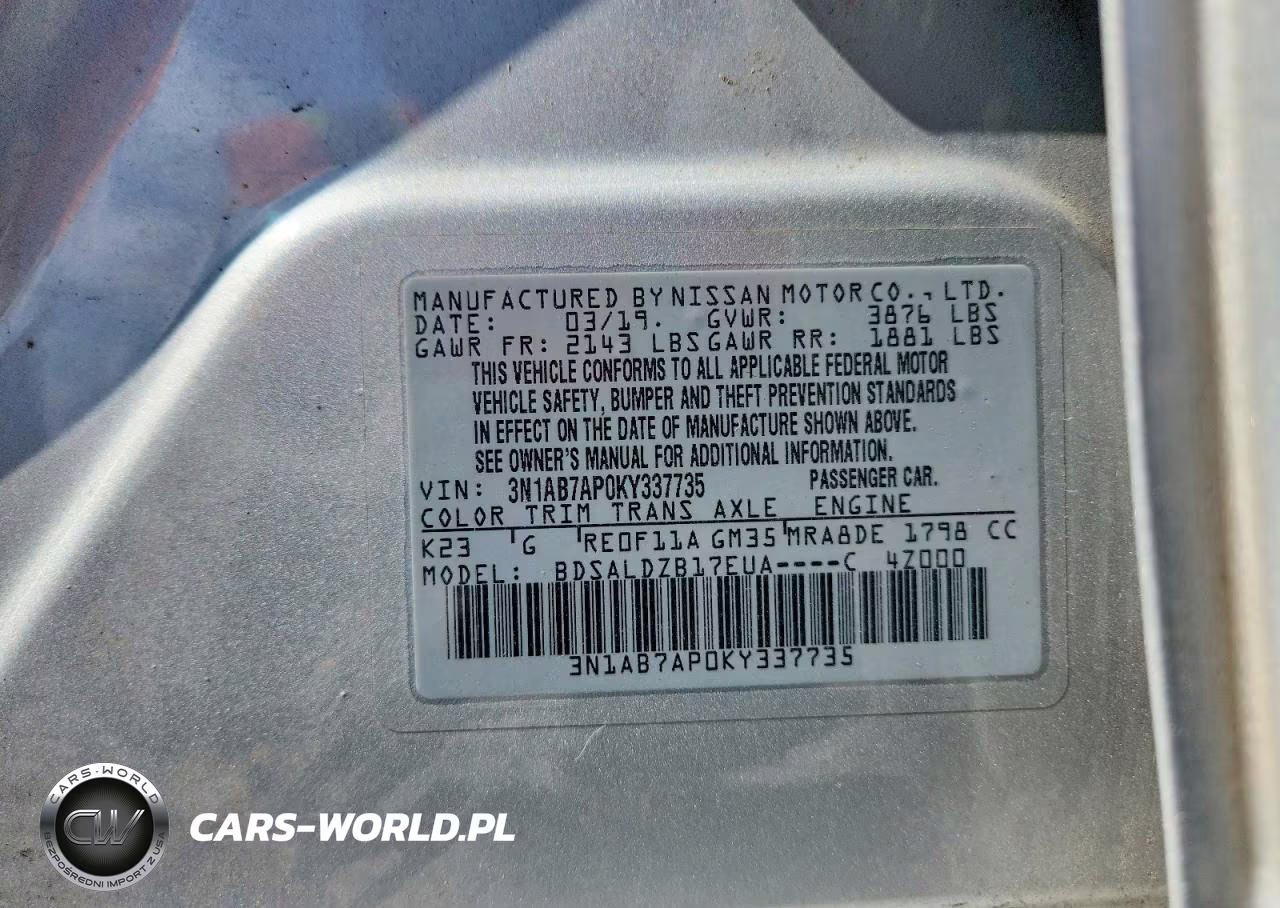 2019 Nissan Sentra Sv VIN:3N1AB7AP0KY337735 - 12