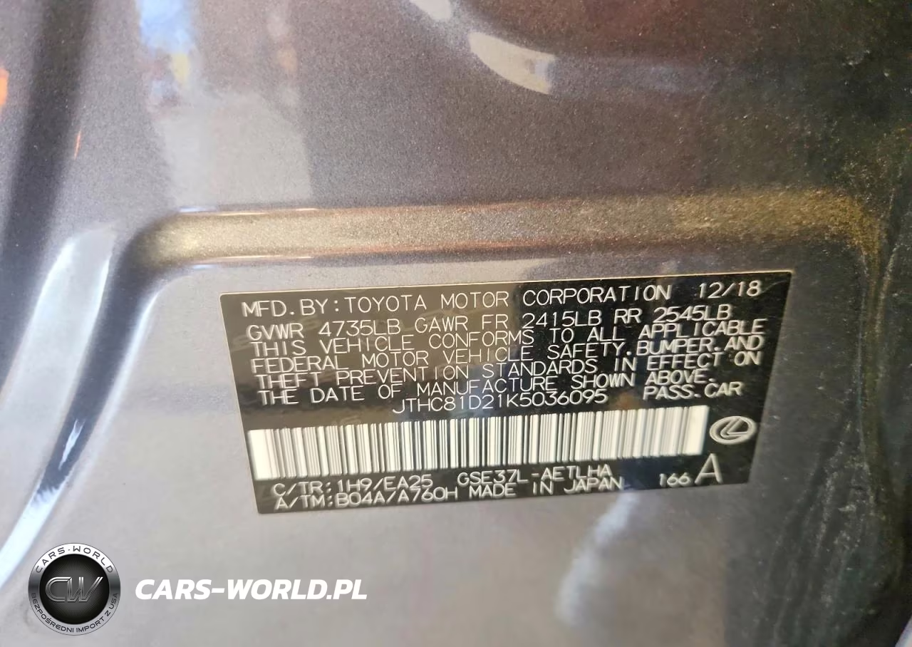 2019 Lexus Is 300 VIN:JTHC81D21K5036095 - 12