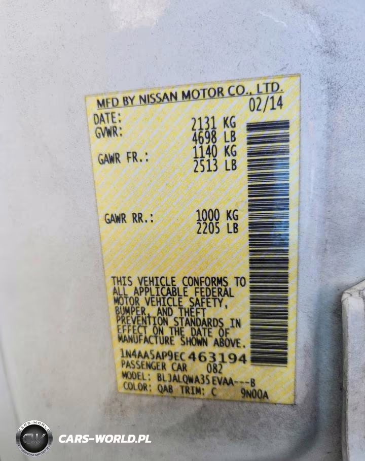 2014 Nissan Maxima 3.5 S VIN:1N4AA5AP9EC463194 - 13