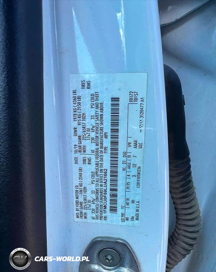 2020 Ford Escape S VIN:1FMCU0F69LUA21662 - 10