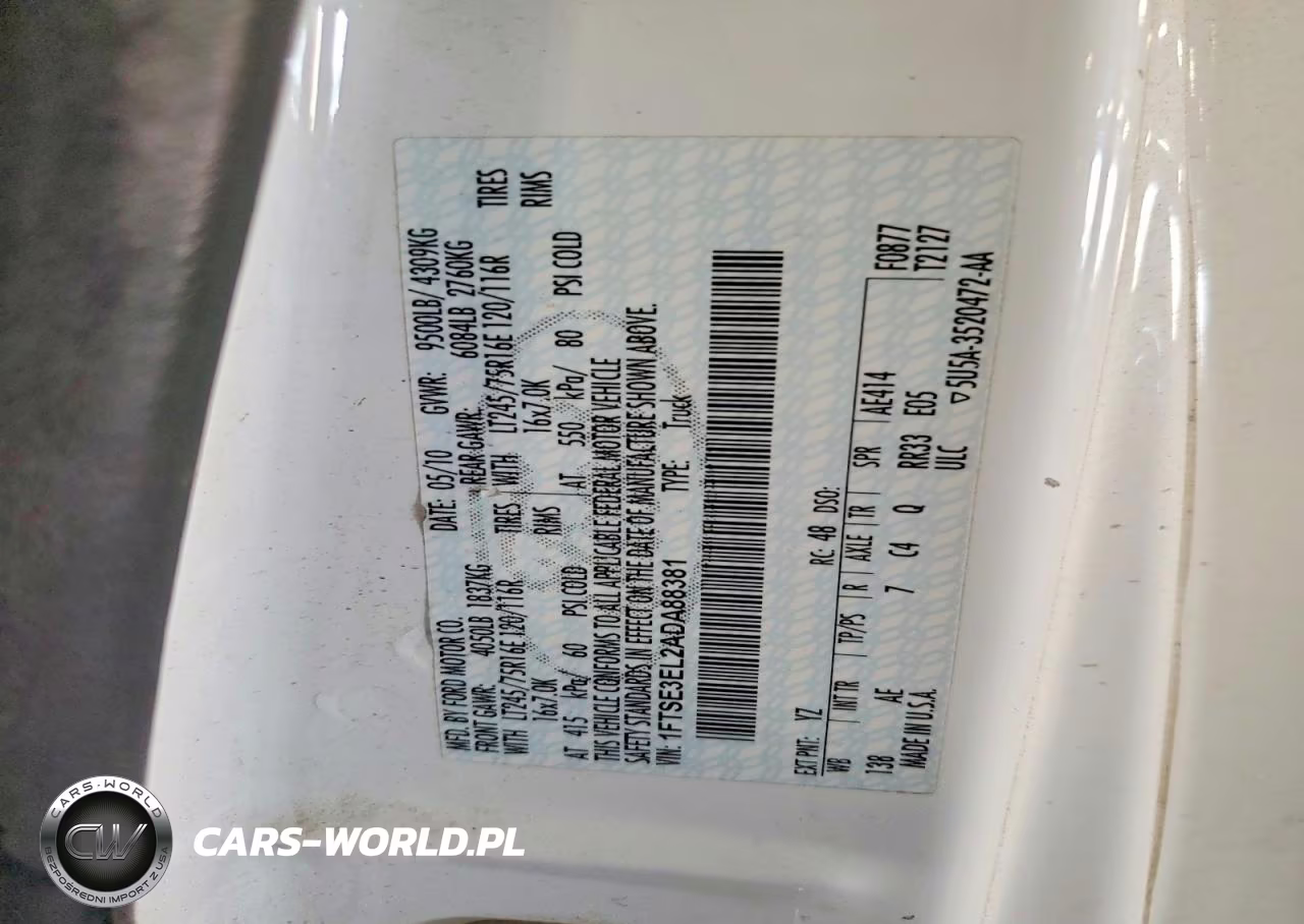 2010 Ford Econoline E350 Super Duty Van VIN:1FTSE3EL2ADA88381 - 12