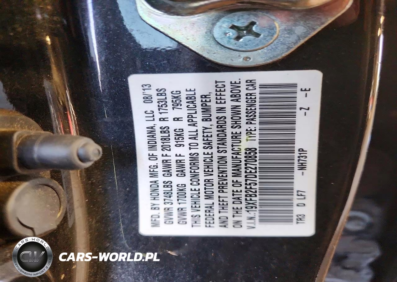 2013 Honda Civic Lx VIN:19XFB2F57DE270858 - 12