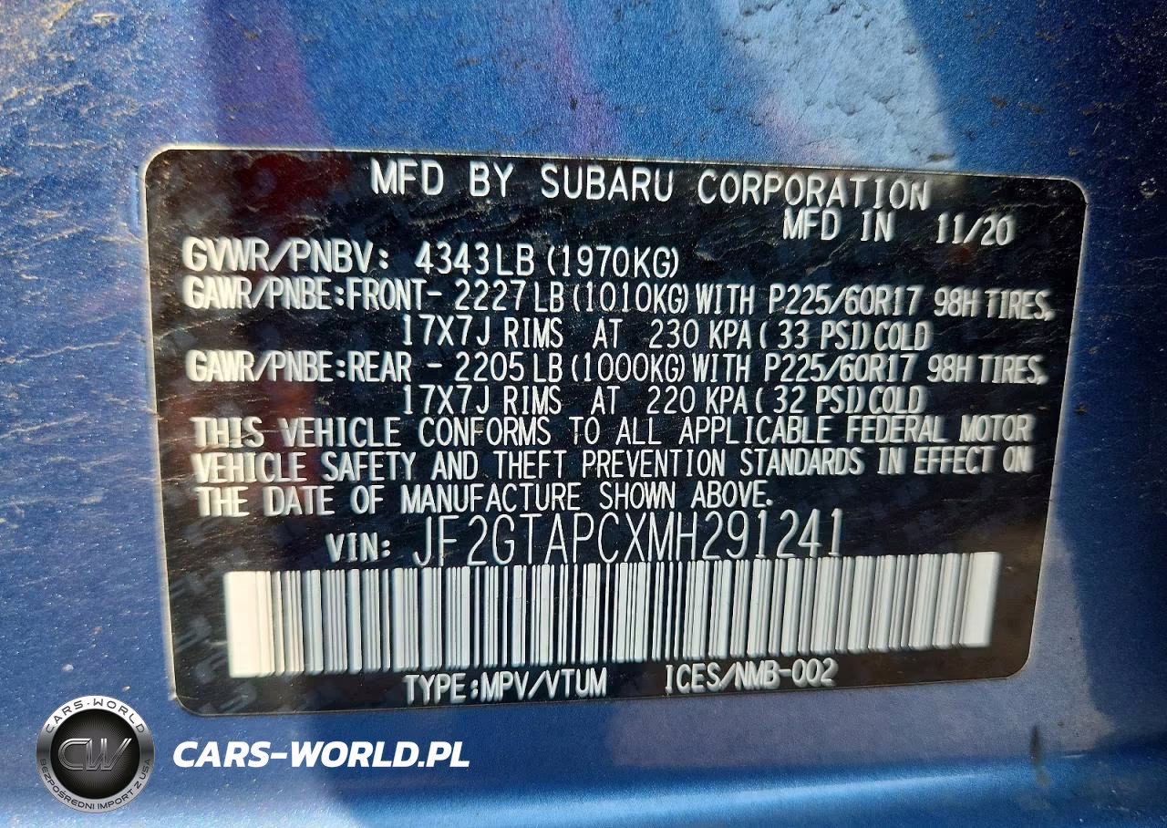 2021 Subaru Crosstrek Premium VIN:JF2GTAPCXMH291241 - 12