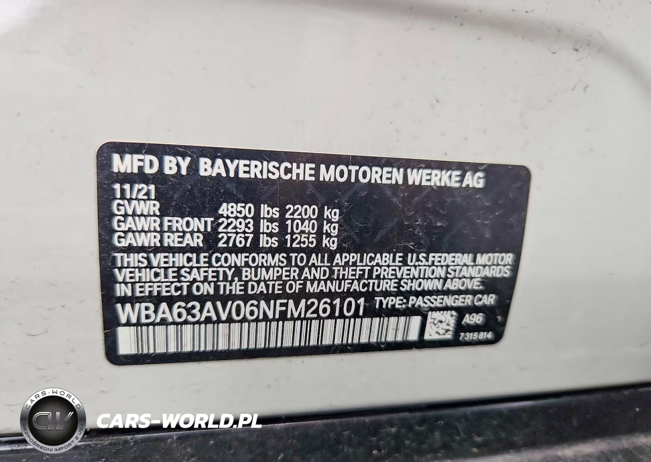2022 BMW 430I Gran Coupe VIN:WBA63AV06NFM26101 - 12