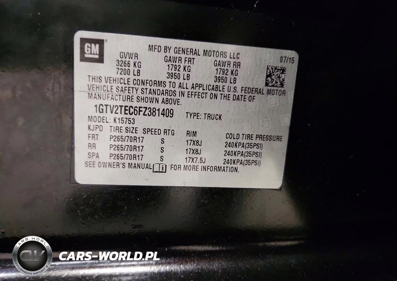2015 GMC Sierra K1500 VIN:1GTV2TEC6FZ381409 - 12