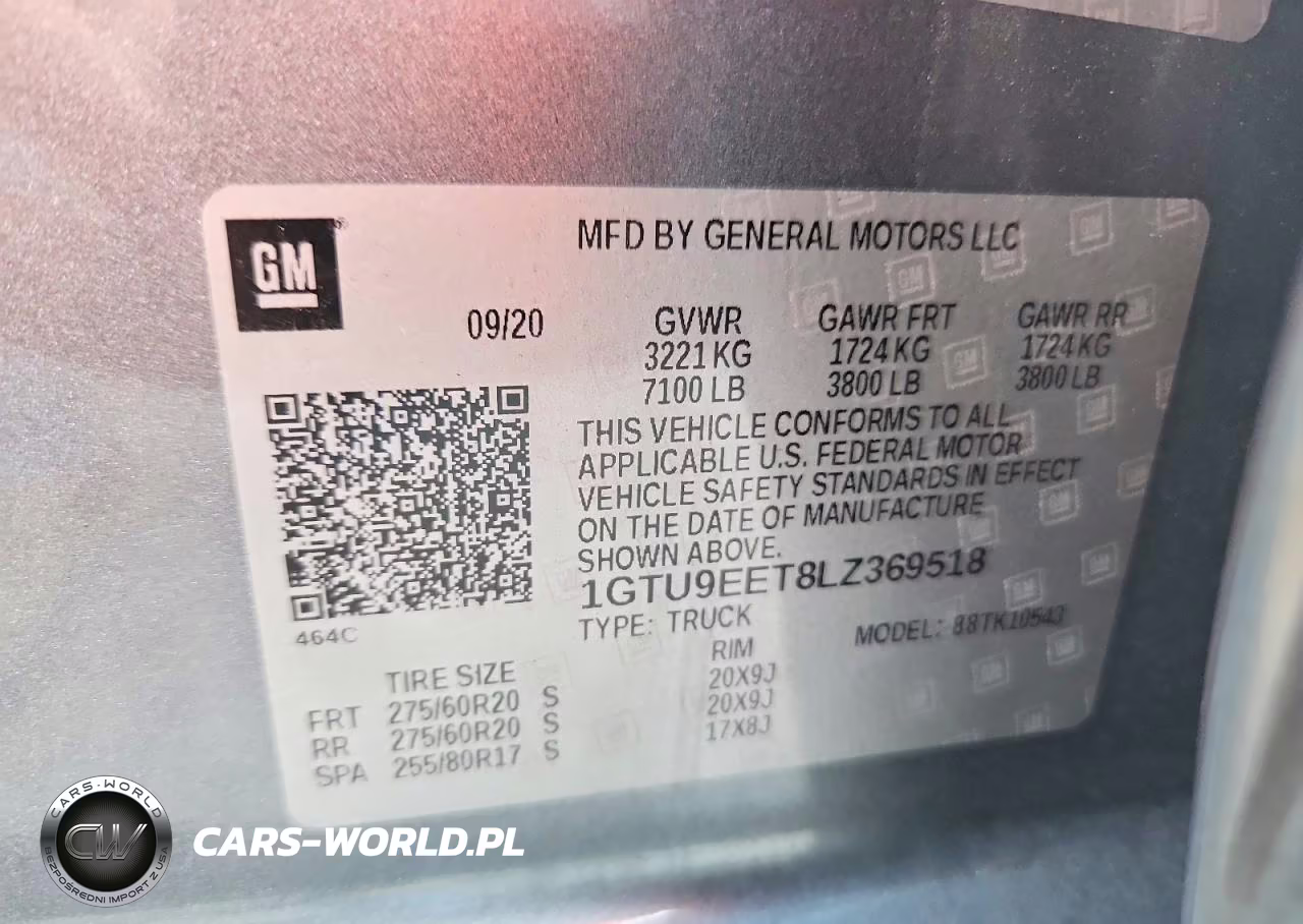 2020 GMC Sierra K1500 At4 VIN:1GTU9EET8LZ369518 - 12