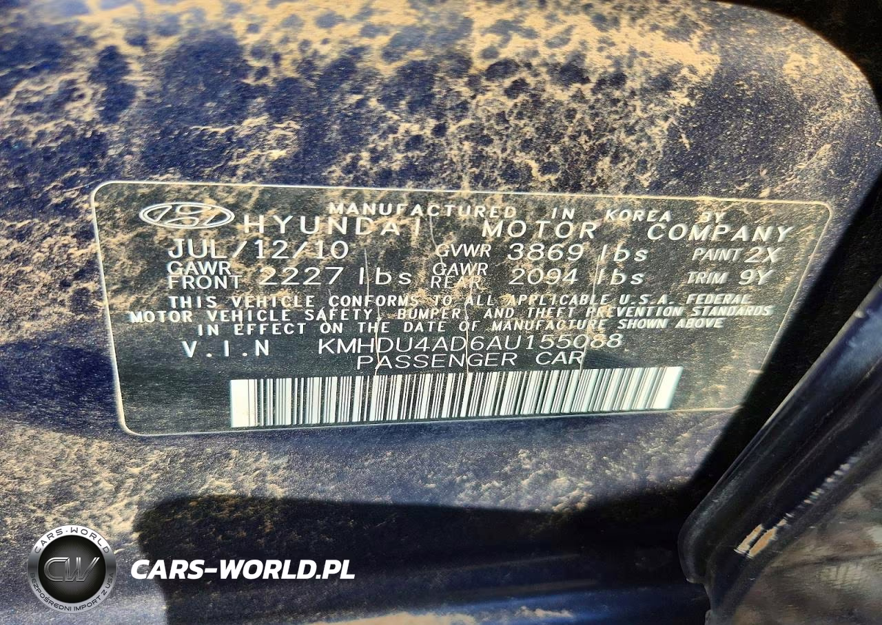 2010 Hyundai Elantra Gls VIN:KMHDU4AD6AU155088 - 12
