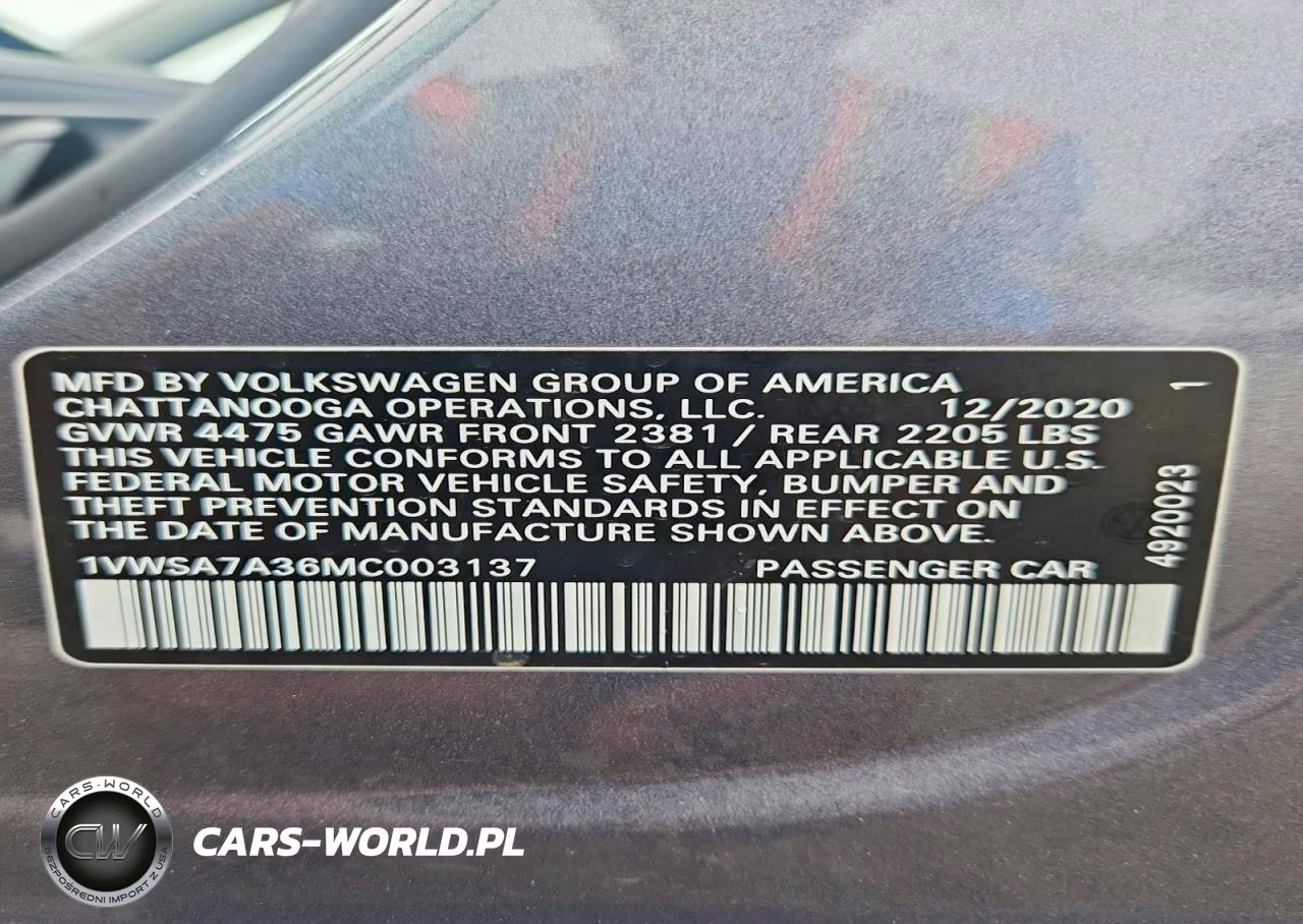 2021 Volkswagen Passat Se VIN:1VWSA7A36MC003137 - 12