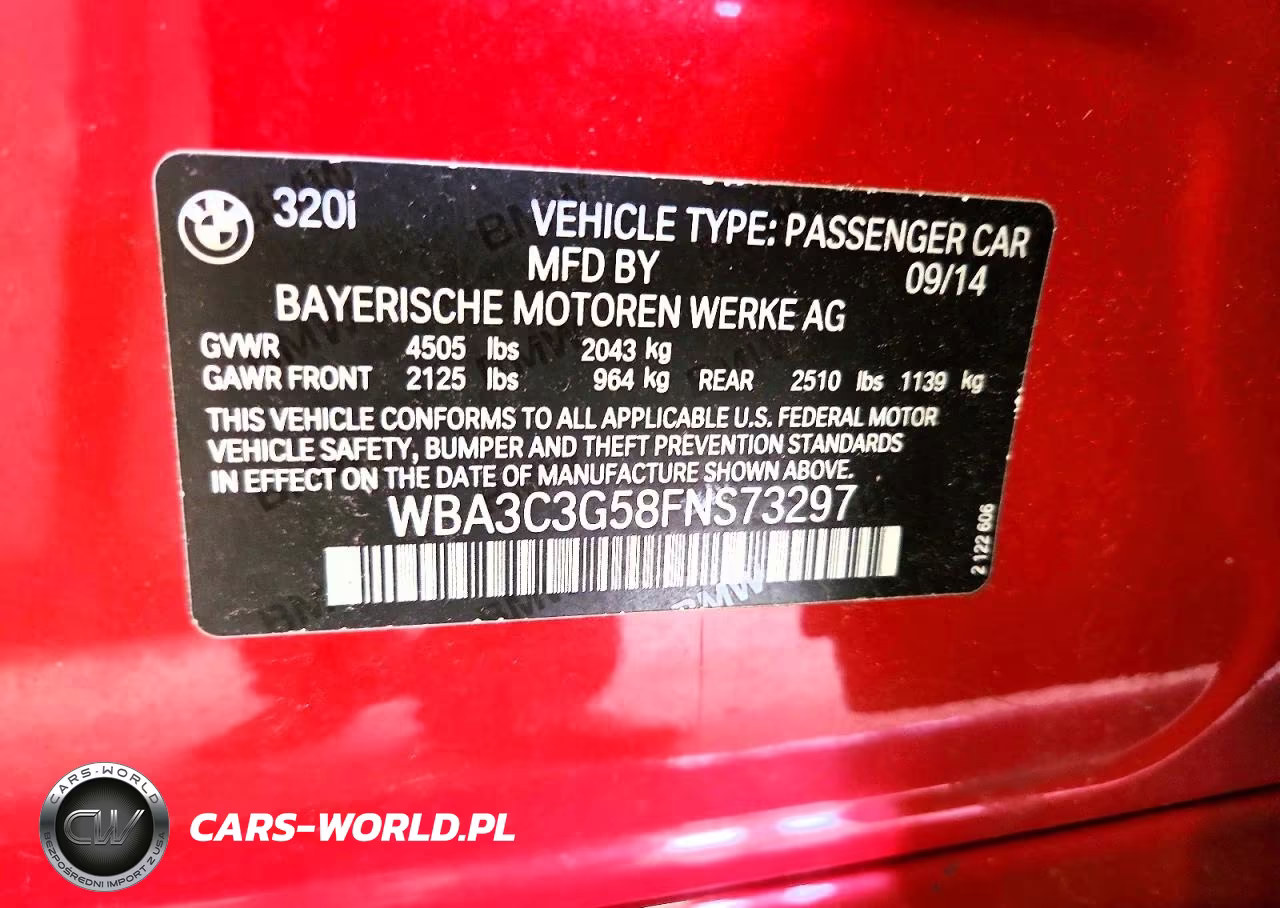 2015 BMW 320 I xDrive VIN:WBA3C3G58FNS73297 - 12
