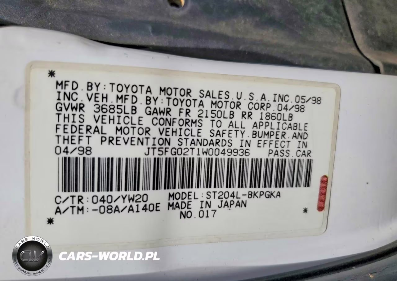 1998 Toyota Celica Gt VIN:JT5FG02T1W0049936 - 12