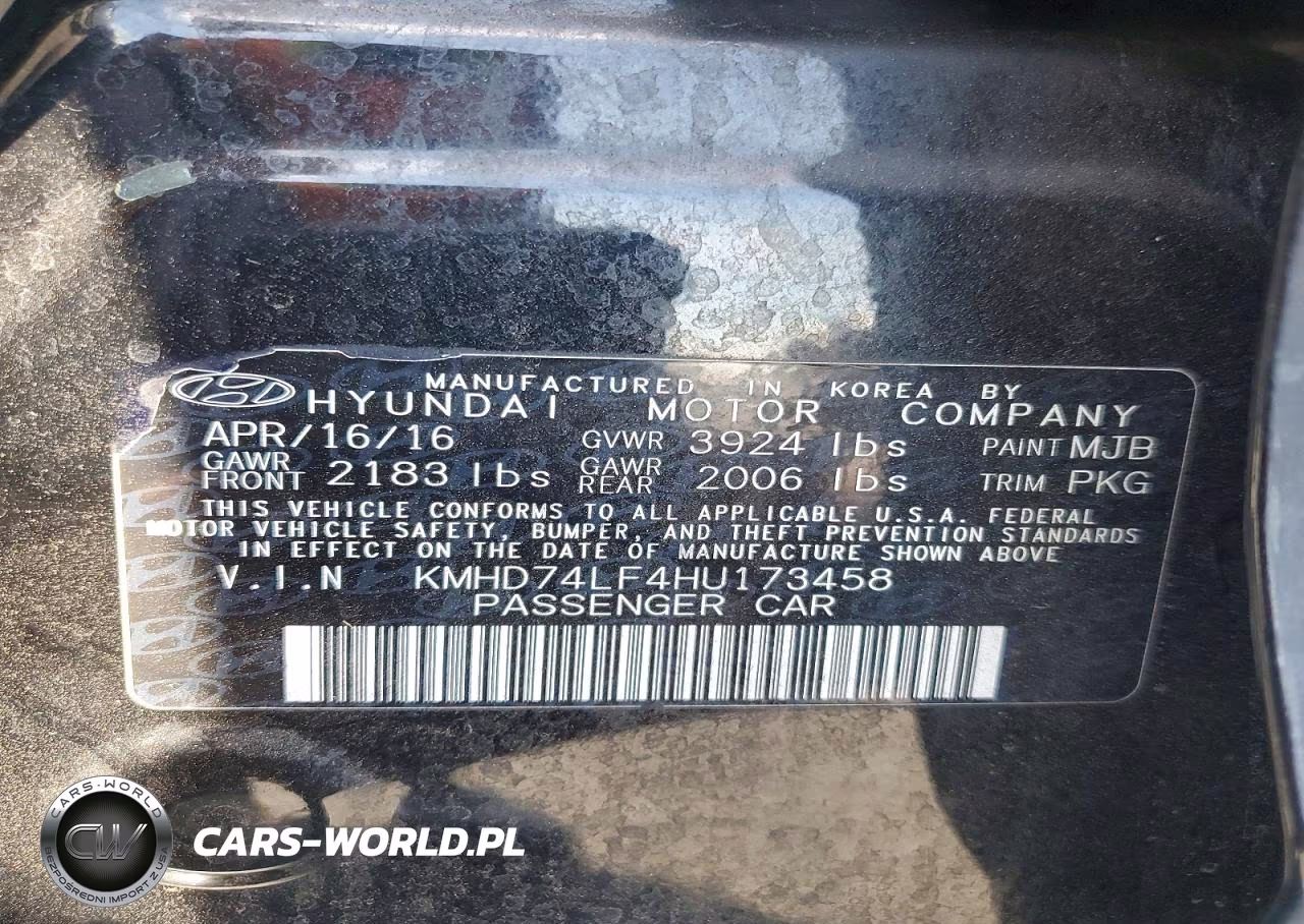 2017 Hyundai Elantra Se VIN:KMHD74LF4HU173458 - 12