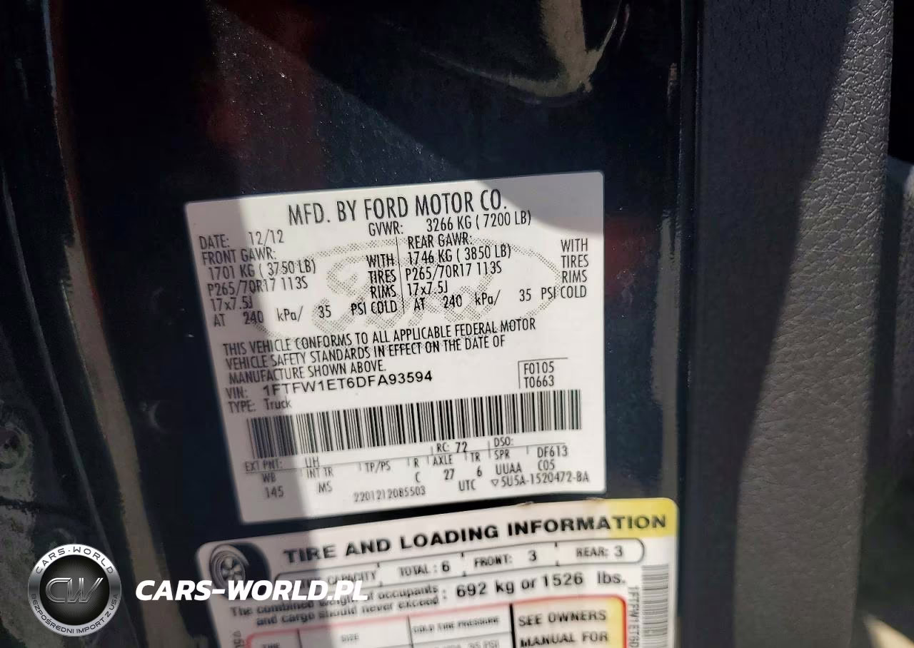 2013 Ford F150 Supercrew VIN:1FTFW1ET6DFA93594 - 12