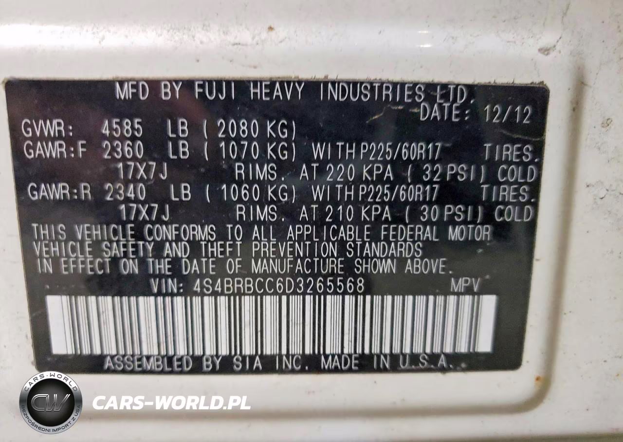 2013 Subaru Outback 2.5I Premium VIN:4S4BRBCC6D3265568 - 13