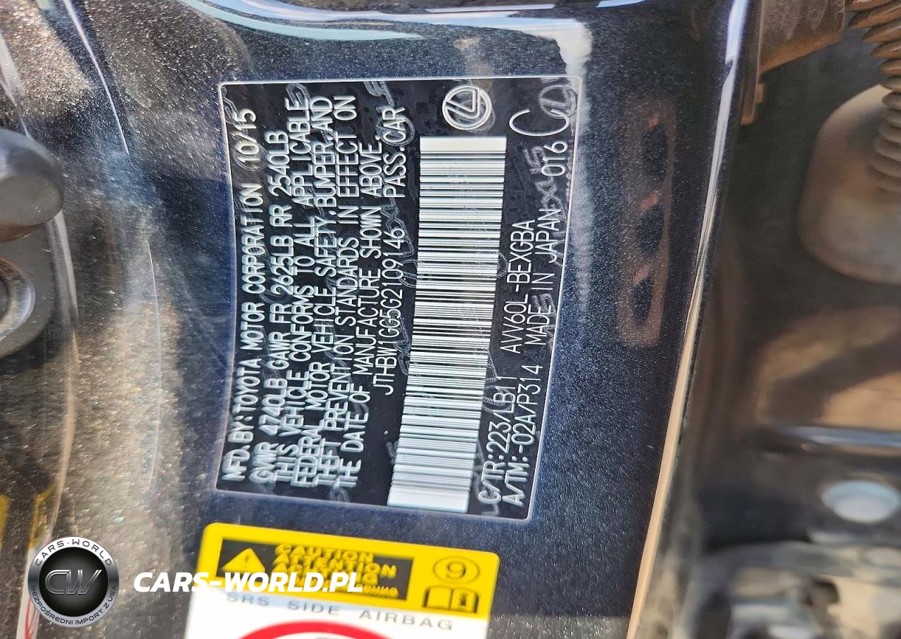2016 Lexus Es 300H VIN:JTHBW1GG5G2109146 - 12