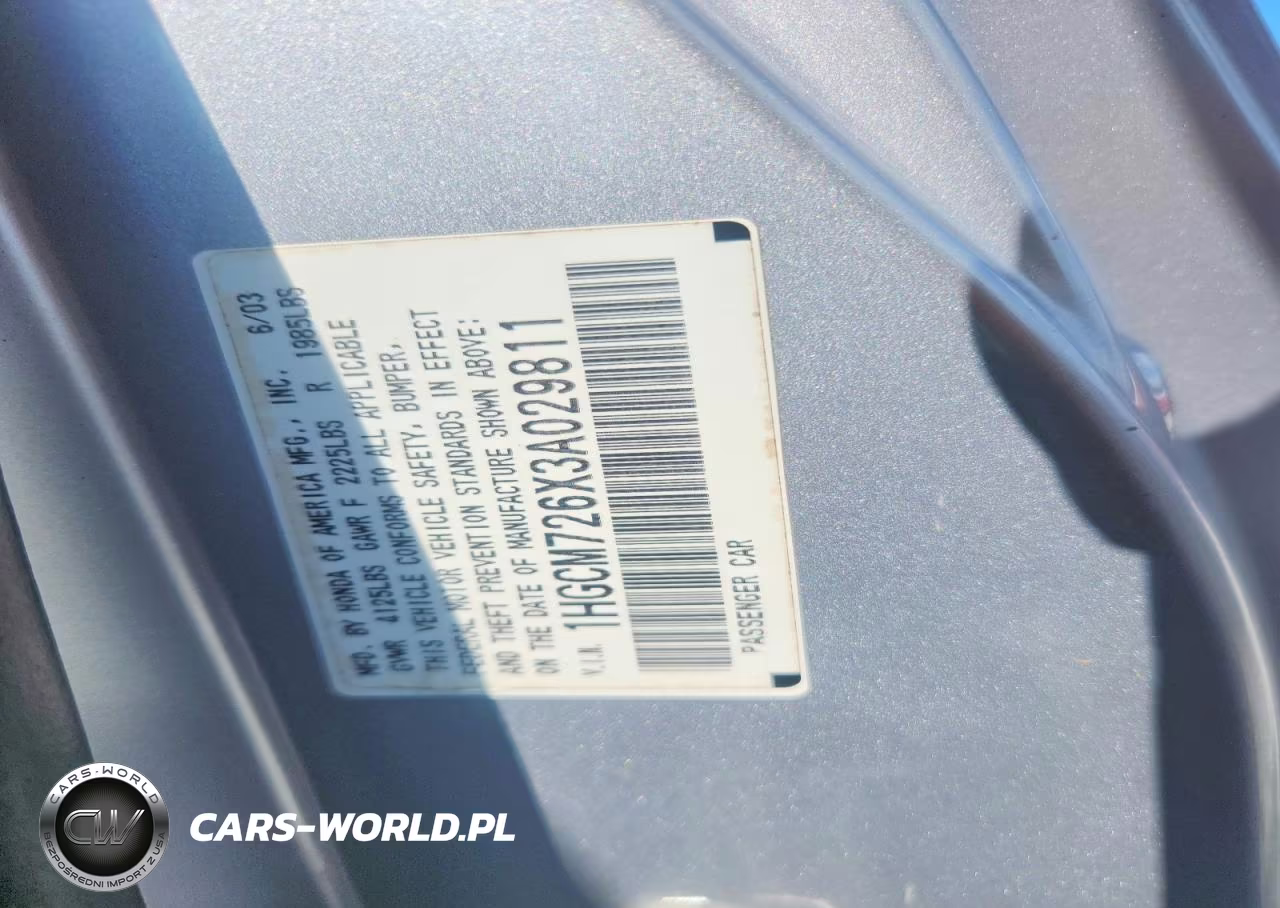 2003 Honda Accord Ex VIN:1HGCM726X3A029811 - 12