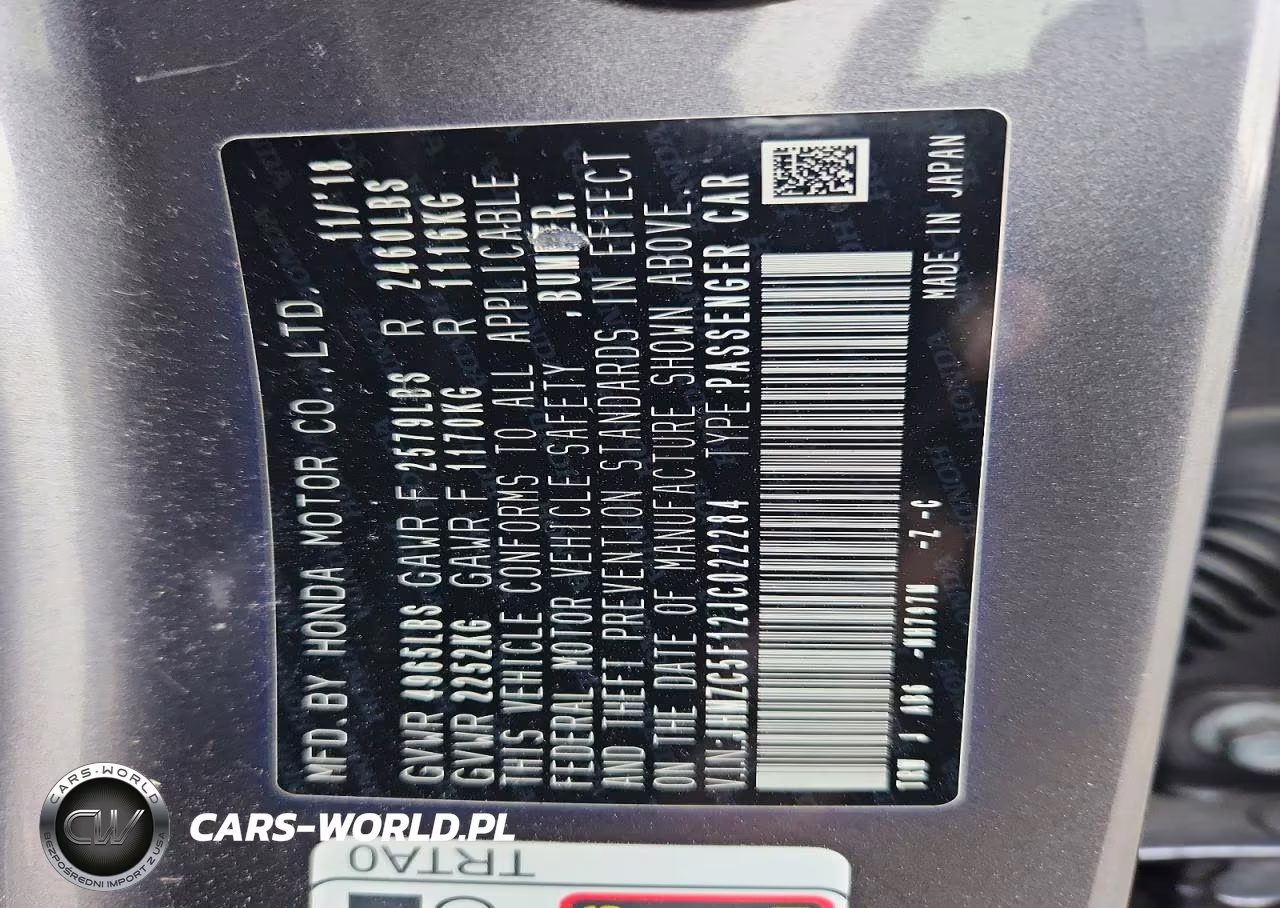 2018 Honda Clarity VIN:JHMZC5F12JC022284 - 13