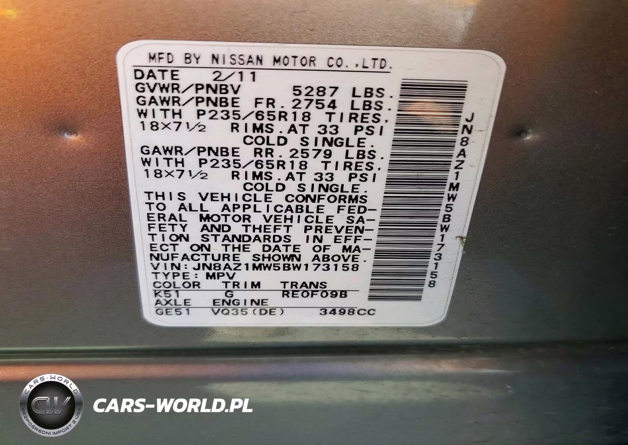 2011 Nissan Murano S VIN:JN8AZ1MW5BW173158 - 12