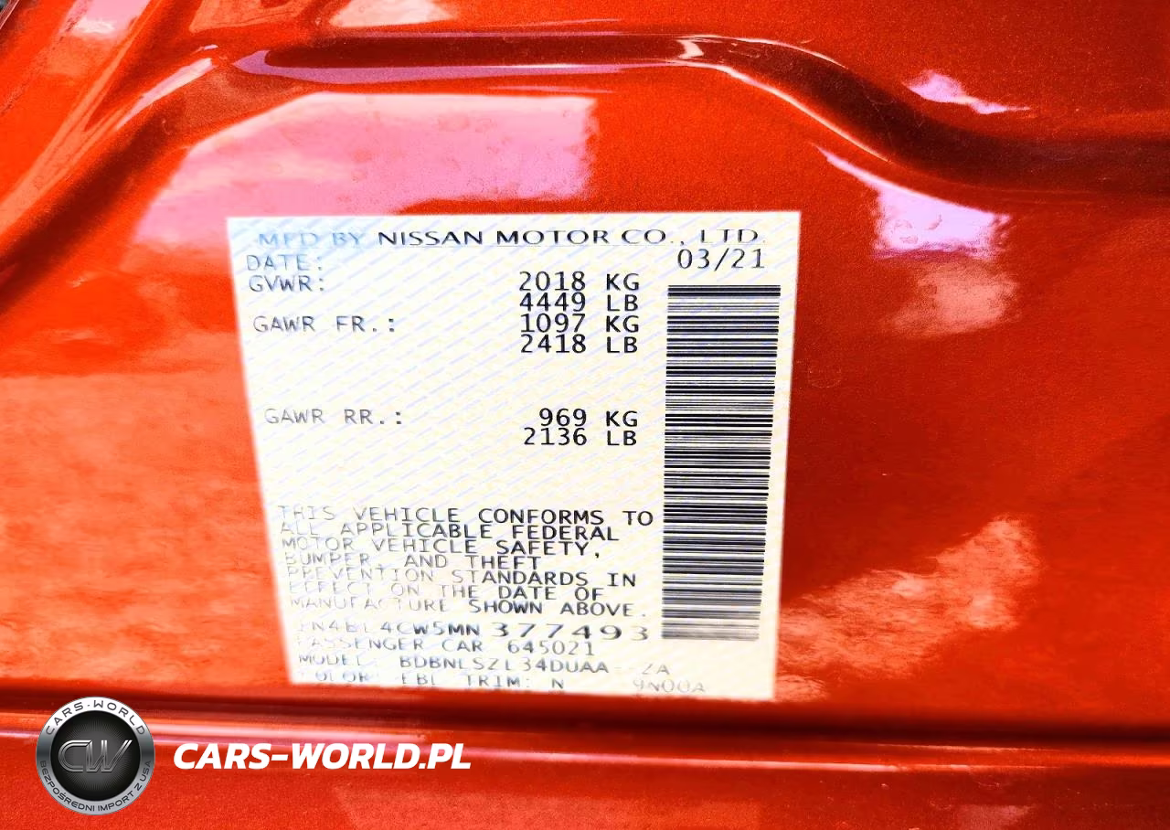 2021 Nissan Altima Sr VIN:1N4BL4CW5MN377493 - 12