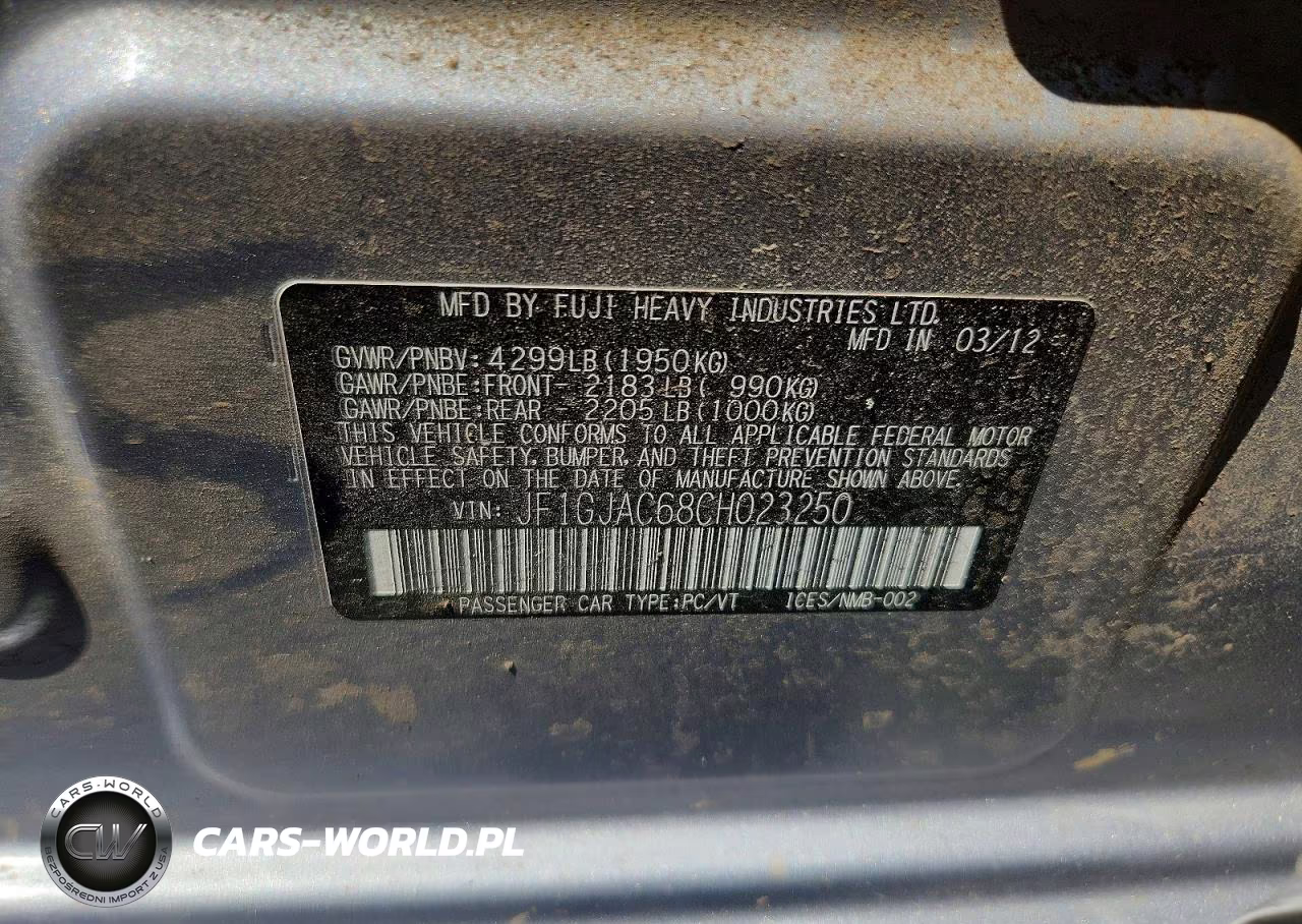2012 Subaru Impreza Premium VIN:JF1GJAC68CH023250 - 12