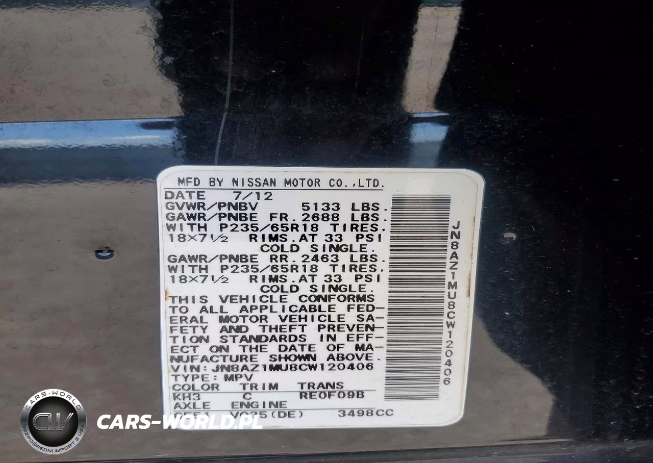 2012 Nissan Murano S VIN:JN8AZ1MU8CW120406 - 13